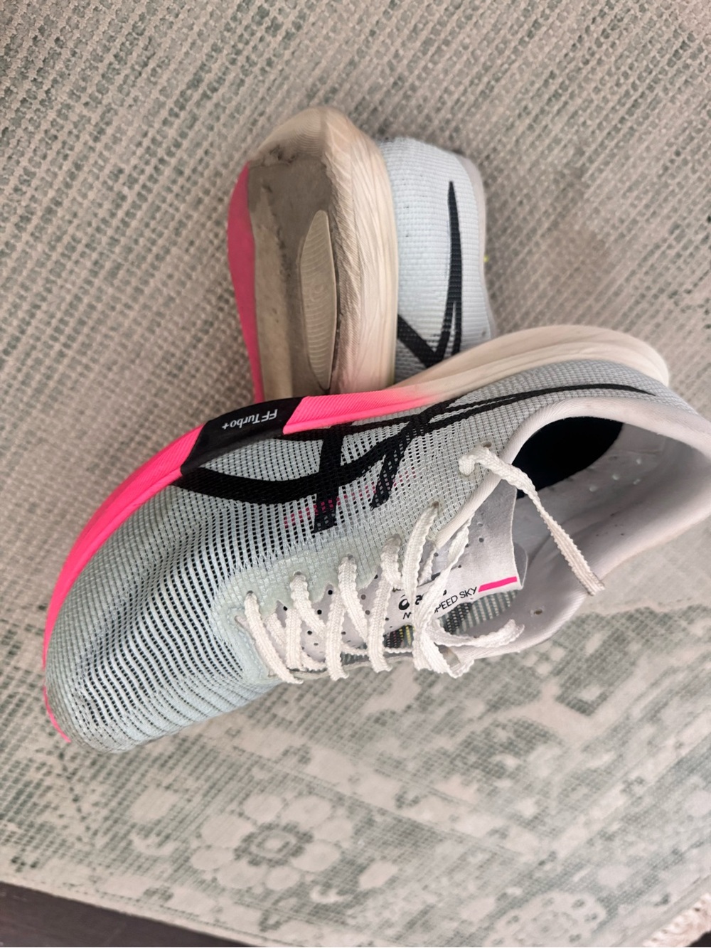 ASICS Women's White & Pink Racing Spikes with Black Logo